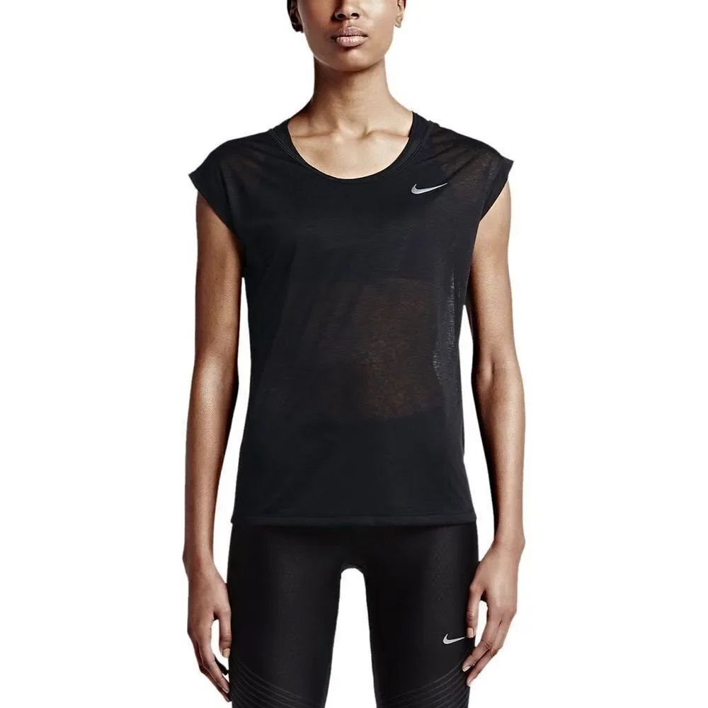 Nike Dri Fit Women's Cool Breeze Short Sleeve T Shirt in Black Size Large